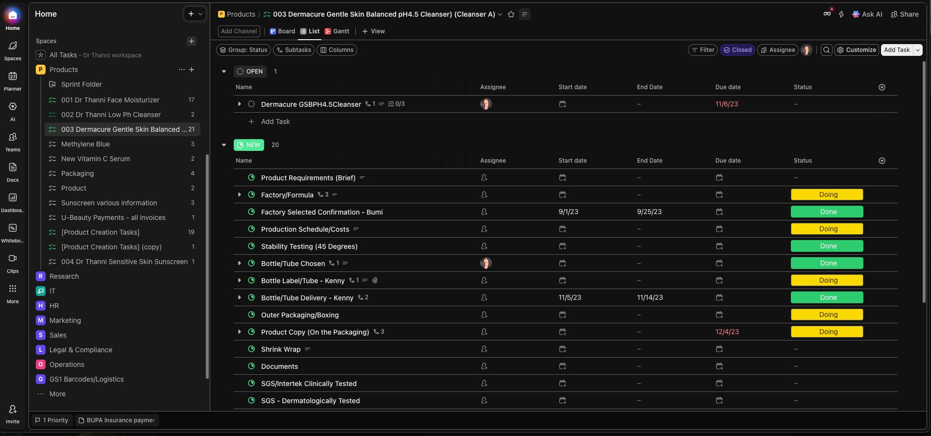 ClickUp Project Management Board